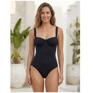 TA3 Sweetie One Piece Swimsuit Corset Sculpting Lace Up Black Size XS XLong NEW